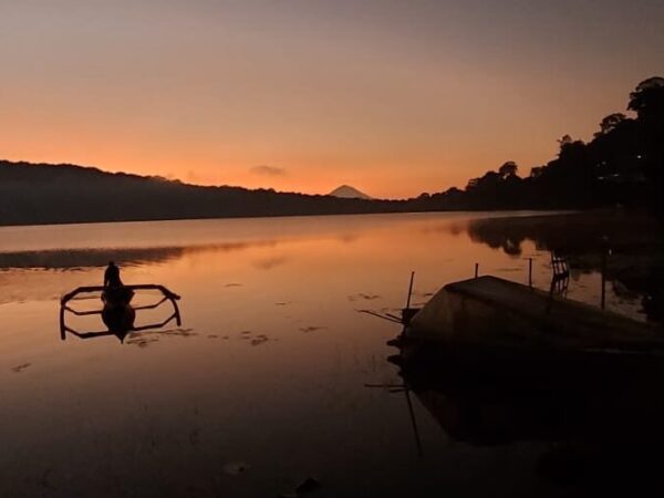 Beratan Sunrise View Point On The Boat at Beratan Lake, Bedugul, Bali